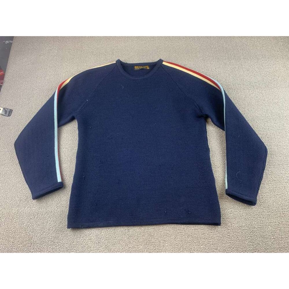Demetre Wool Sweater Women‎ S Navy Stripe Sleeve Vintage Ski Pullover
